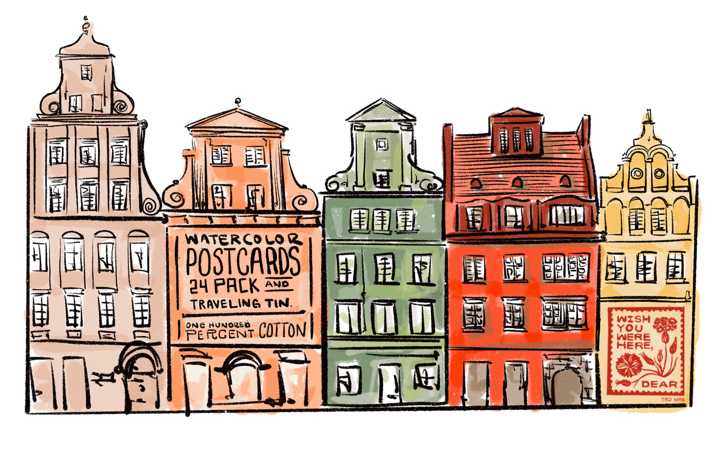 Water Color Postcards - Travel Tin
