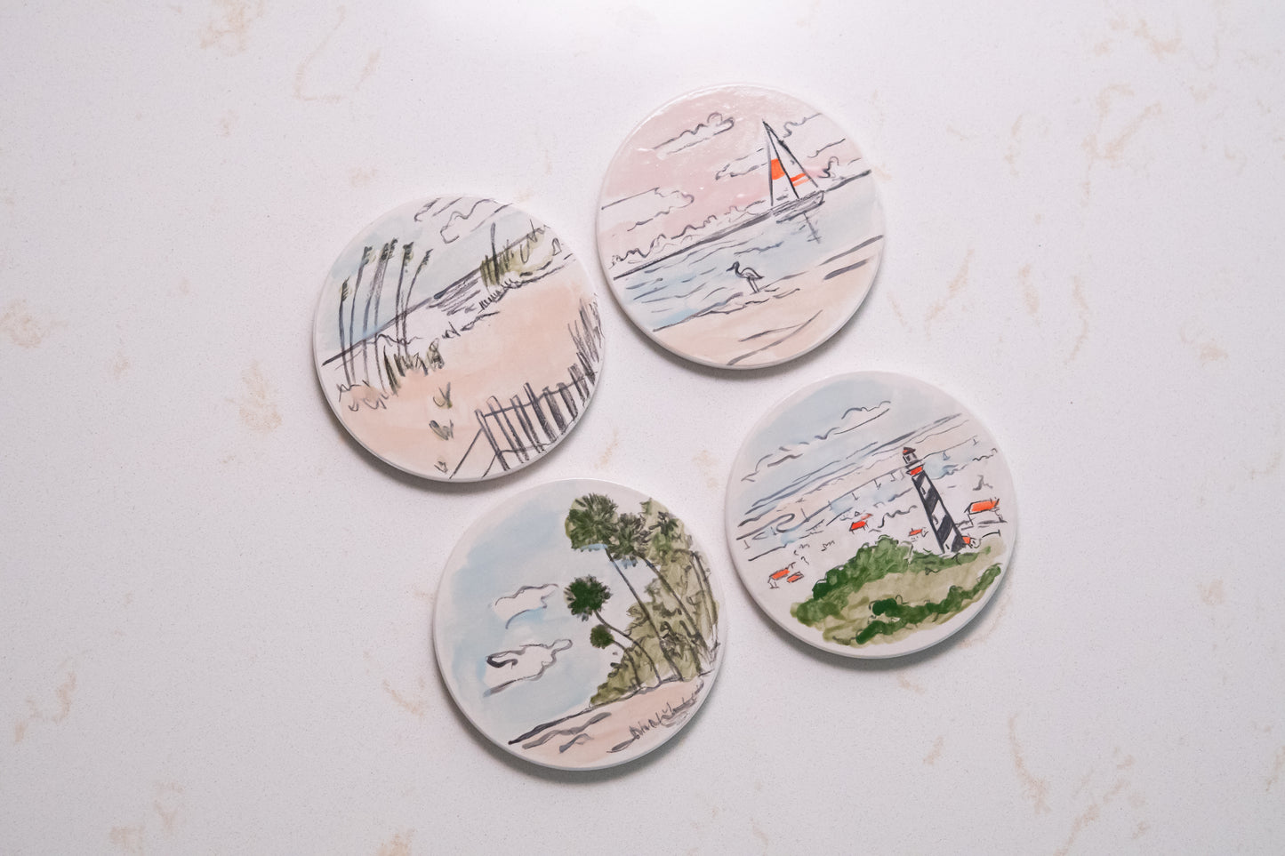 Palm - Hand Painted Coastal Coasters