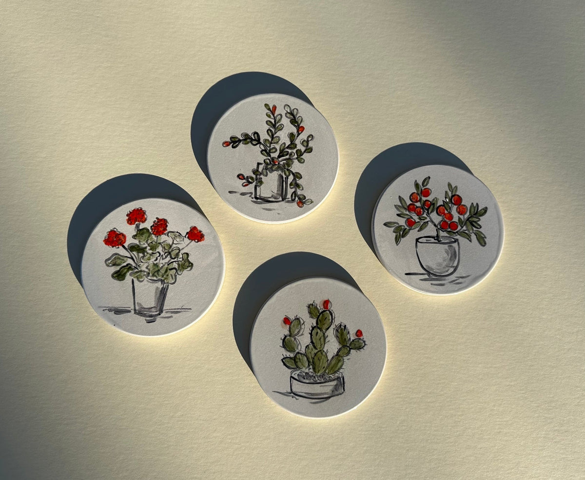 Orange Tree - Hand Painted Botanical Coasters